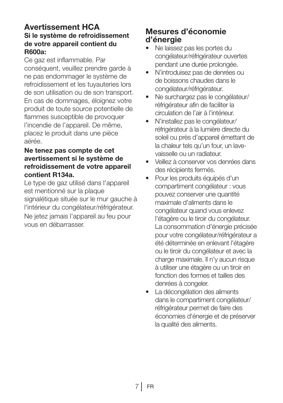 Avertissement hca, Mesures d’économie d’énergie | Blomberg DSM 9510 X A+ User Manual | Page 46 / 191