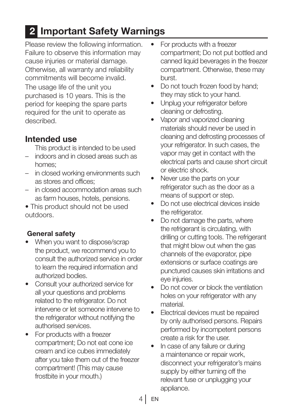 2important safety warnings, Intended use | Blomberg DSM 9510 X A+ User Manual | Page 5 / 191