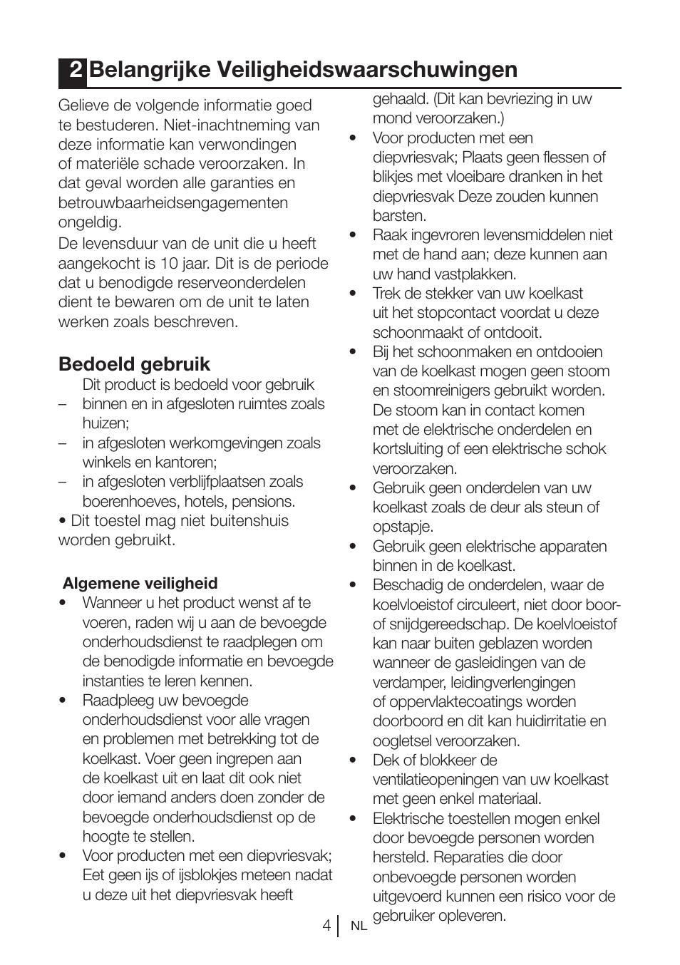 2belangrijke veiligheidswaarschuwingen, Bedoeld gebruik | Blomberg DSM 9510 X A+ User Manual | Page 62 / 191