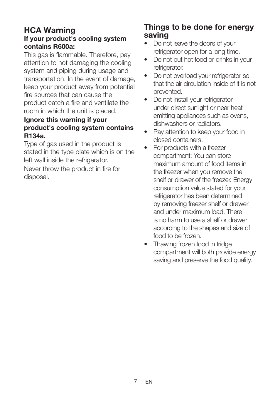 Hca warning, Things to be done for energy saving | Blomberg DSM 9510 X A+ User Manual | Page 8 / 191