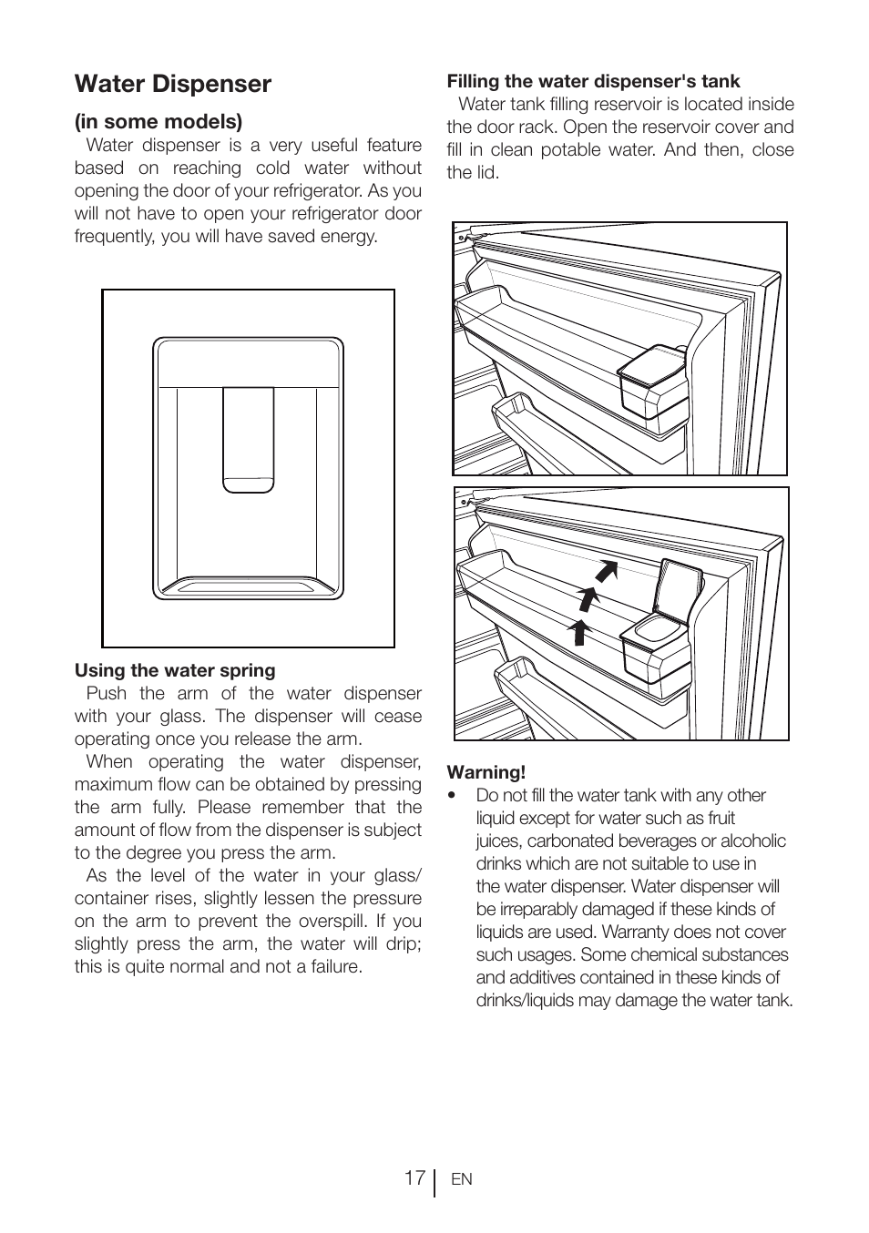 Water dispenser | Blomberg KNE 9920 P User Manual | Page 18 / 127