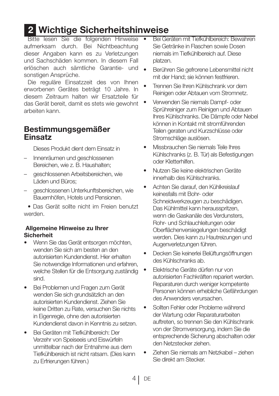 2wichtige sicherheitshinweise, Bestimmungsgemäßer einsatz | Blomberg KNE 9920 P User Manual | Page 30 / 127