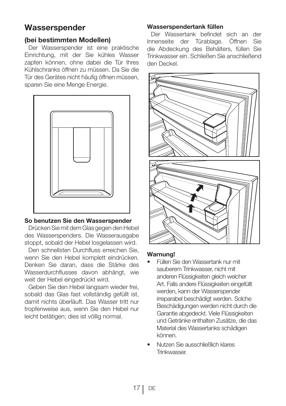 Wasserspender | Blomberg KNE 9920 P User Manual | Page 43 / 127