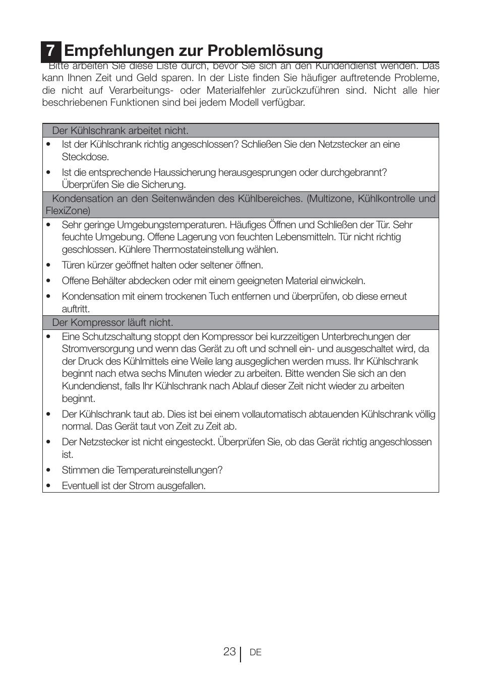 7empfehlungen zur problemlösung | Blomberg KNE 9920 P User Manual | Page 49 / 127