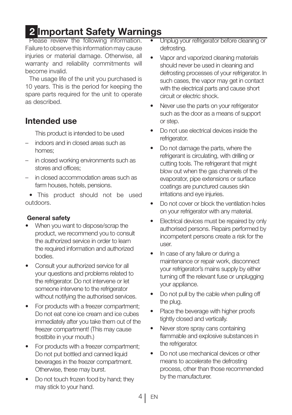 2important safety warnings, Intended use | Blomberg KNE 9920 P User Manual | Page 5 / 127