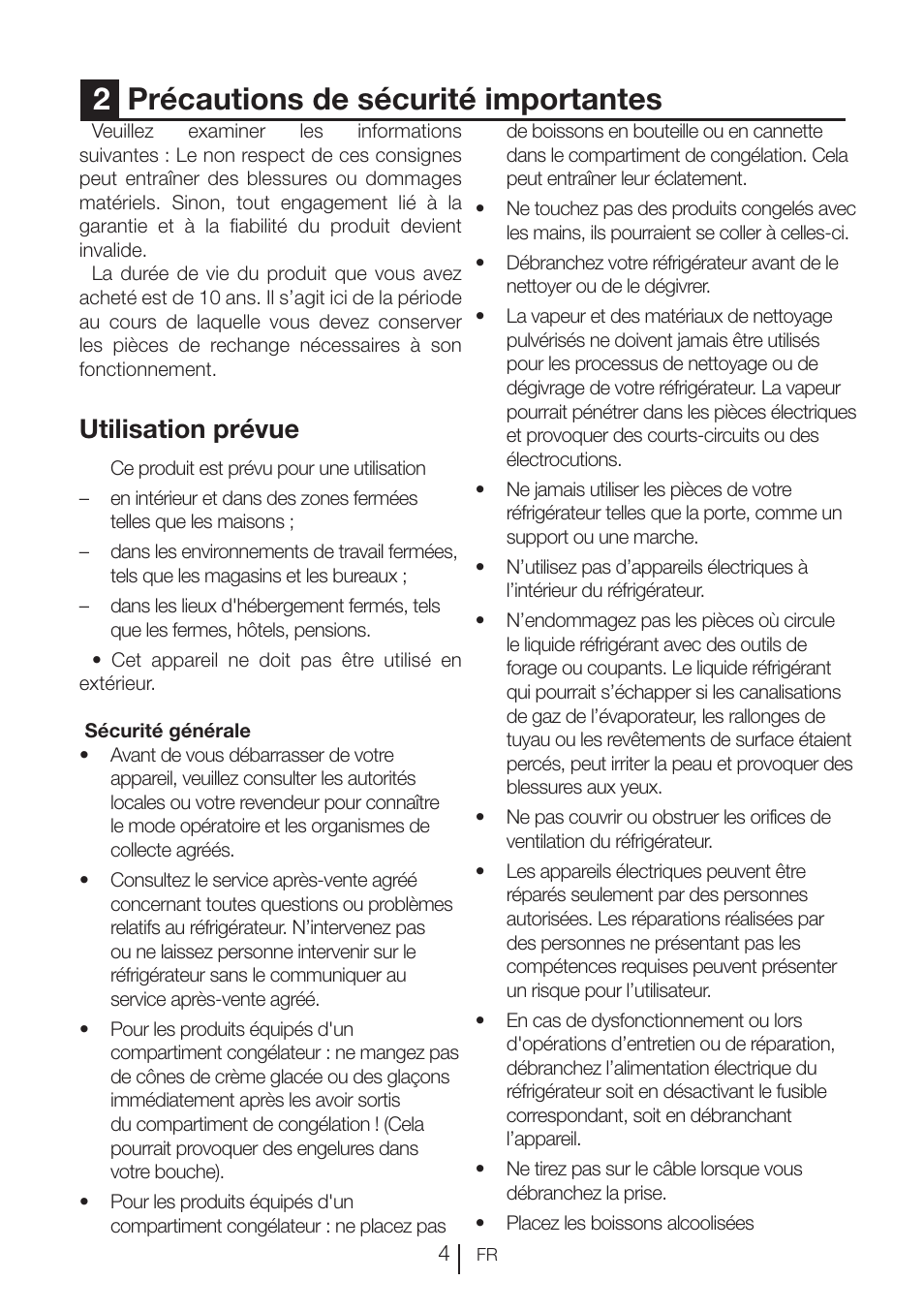 2précautions de sécurité importantes, Utilisation prévue | Blomberg KNE 9920 P User Manual | Page 55 / 127