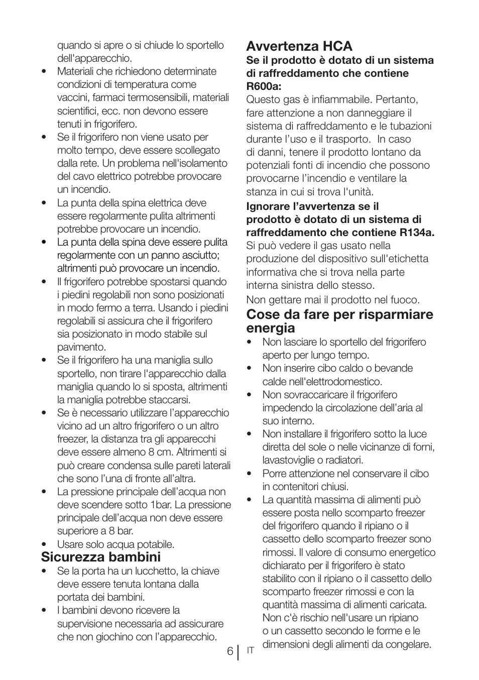 Sicurezza bambini, Avvertenza hca, Cose da fare per risparmiare energia | Blomberg KND 9950 X A+ User Manual | Page 101 / 229