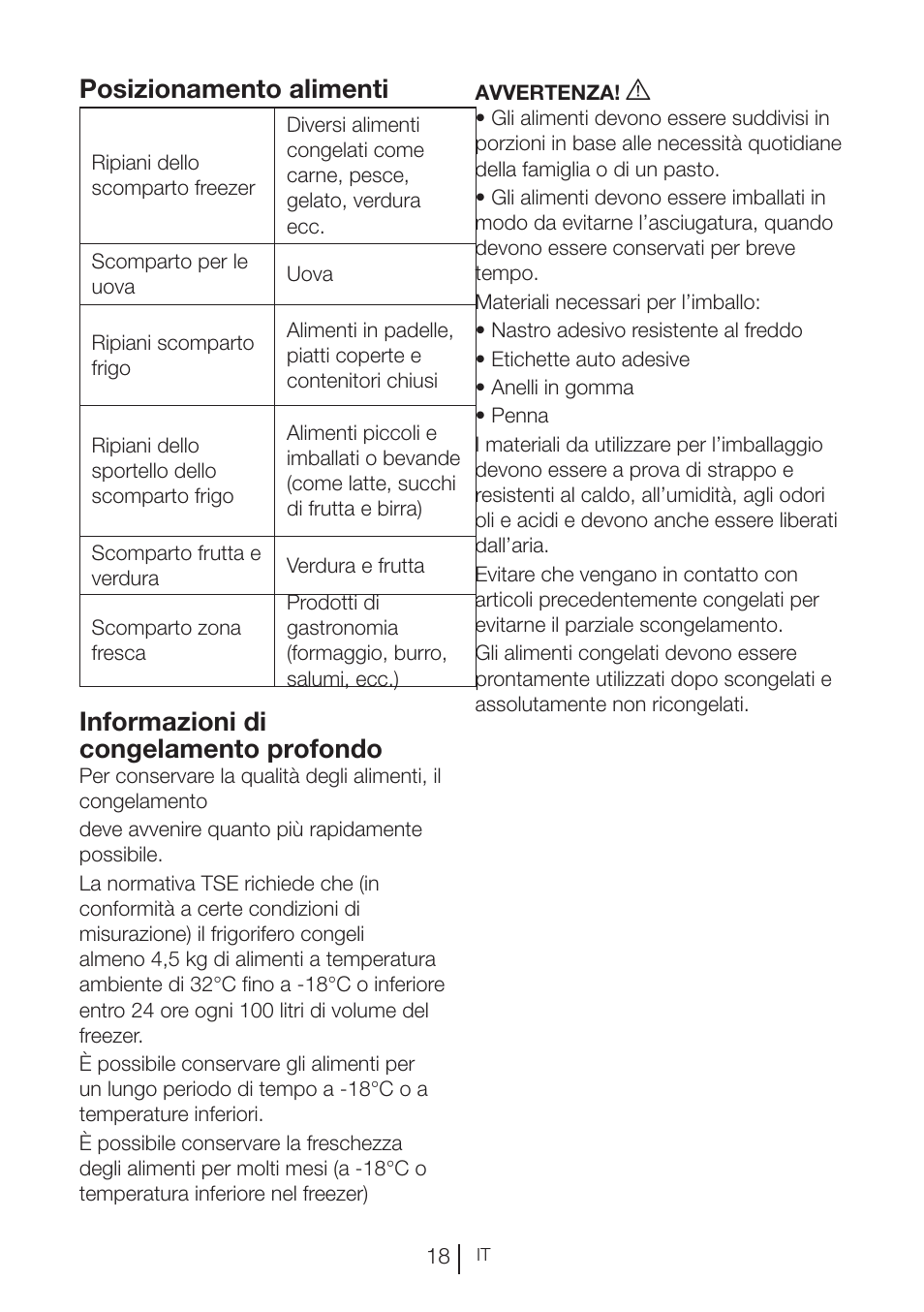 Posizionamento alimenti, Informazioni di congelamento profondo | Blomberg KND 9950 X A+ User Manual | Page 113 / 229