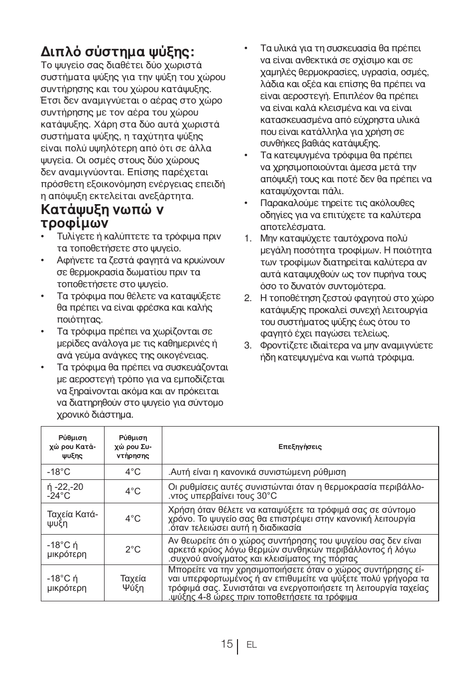 Διπλό σύστημα ψύξης, Κατάψυξη νωπών τροφίμων | Blomberg KND 9950 X A+ User Manual | Page 132 / 229