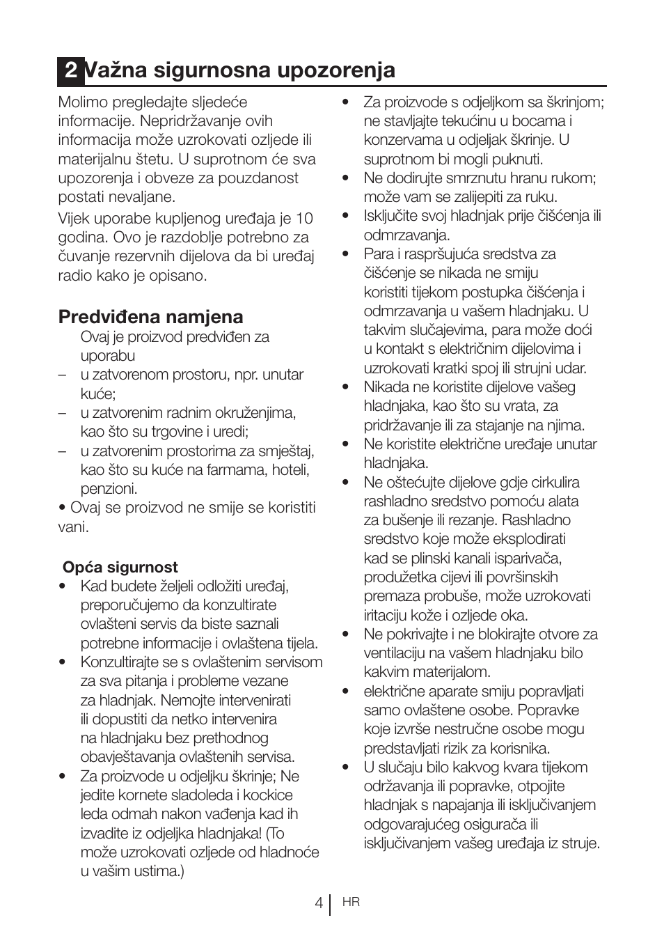 2važna sigurnosna upozorenja, Predviđena namjena | Blomberg KND 9950 X A+ User Manual | Page 167 / 229