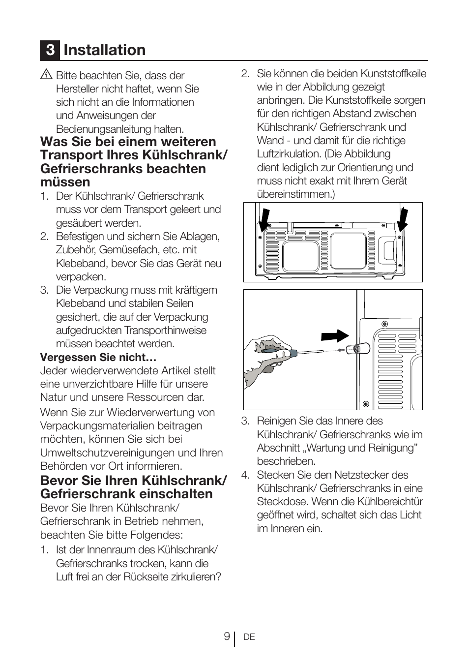 3installation | Blomberg KND 9950 X A+ User Manual | Page 33 / 229