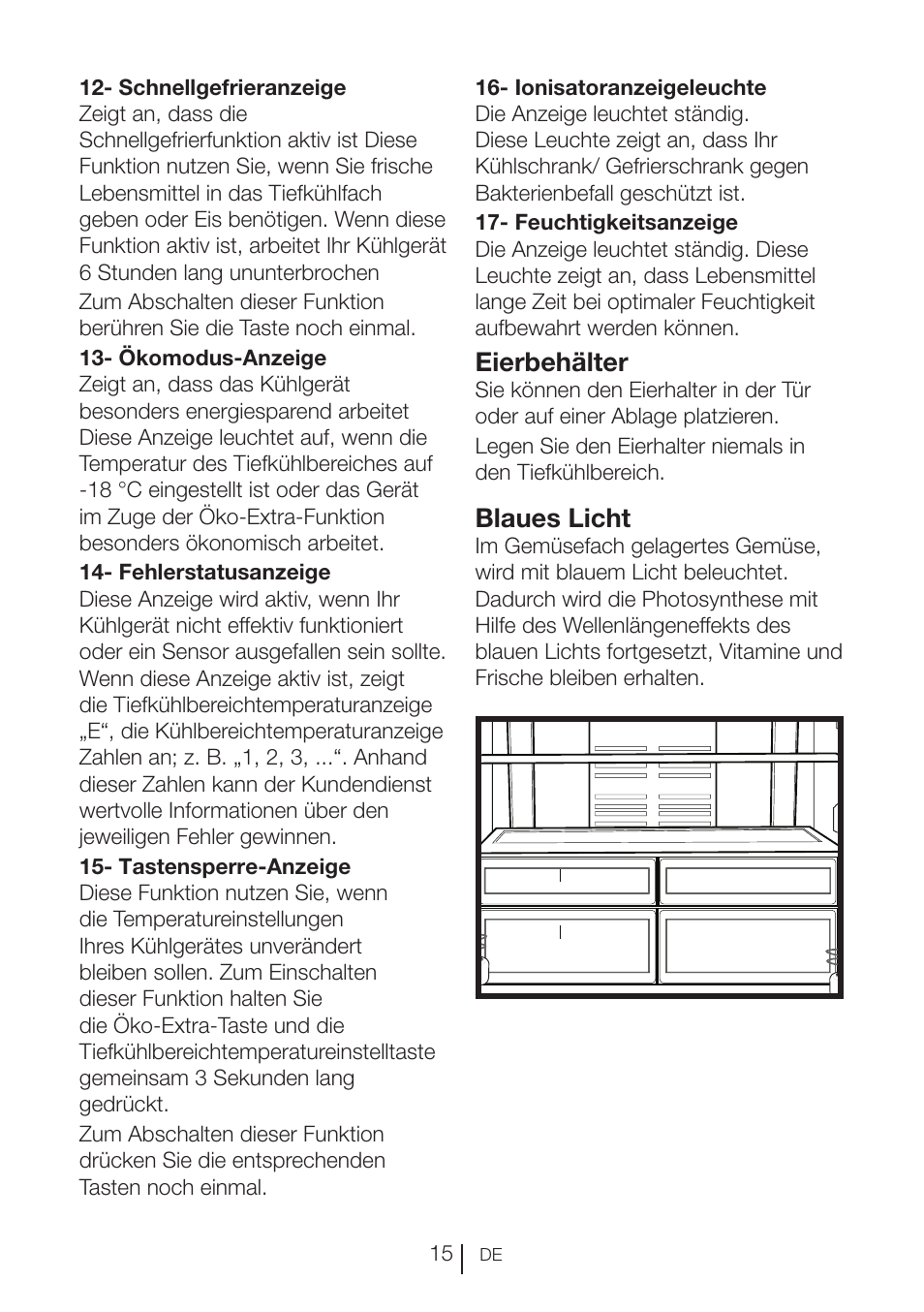 Eierbehälter, Blaues licht | Blomberg KND 9950 X A+ User Manual | Page 39 / 229