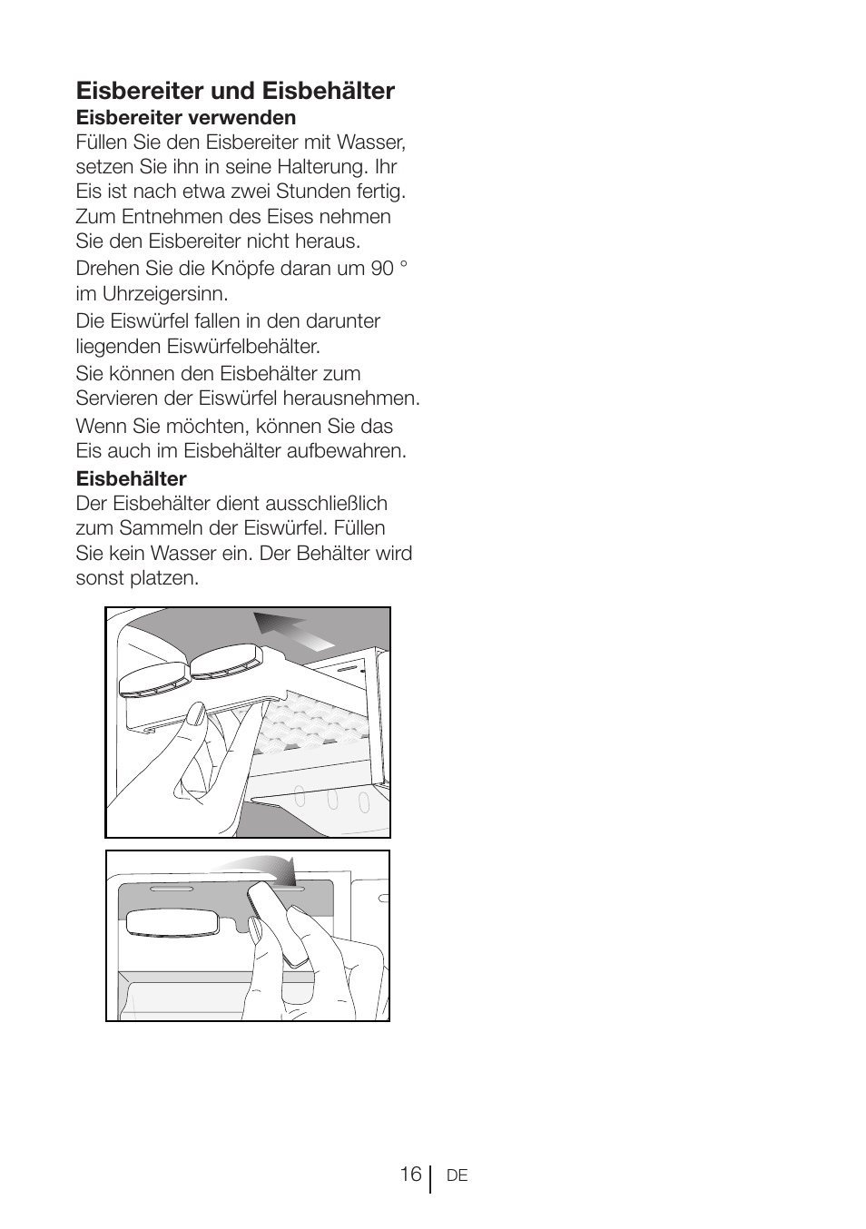 Eisbereiter und eisbehälter | Blomberg KND 9950 X A+ User Manual | Page 40 / 229