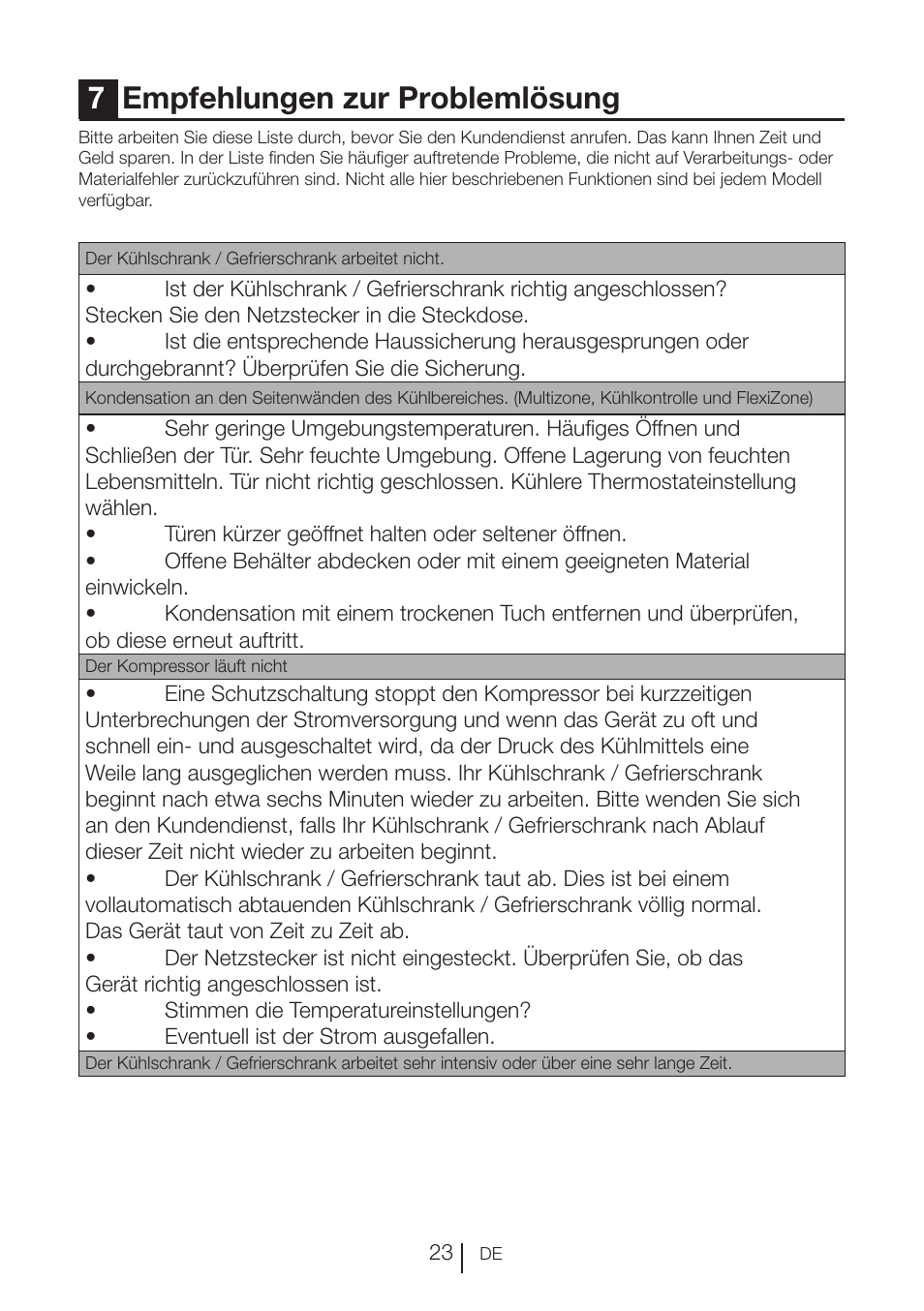 7empfehlungen zur problemlösung | Blomberg KND 9950 X A+ User Manual | Page 47 / 229