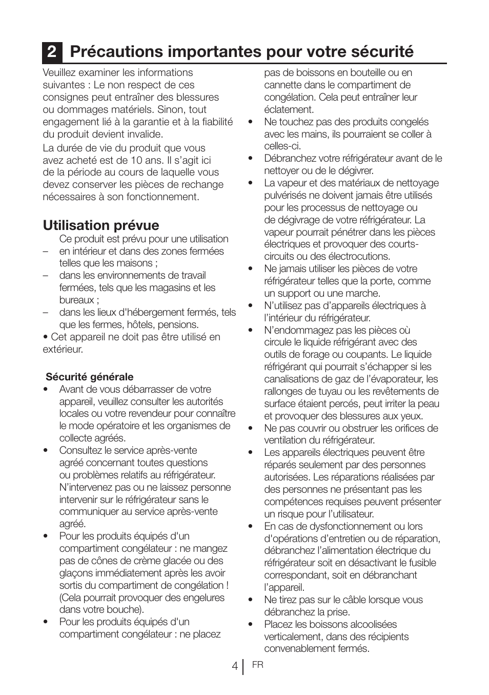 2précautions importantes pour votre sécurité, Utilisation prévue | Blomberg KND 9950 X A+ User Manual | Page 54 / 229
