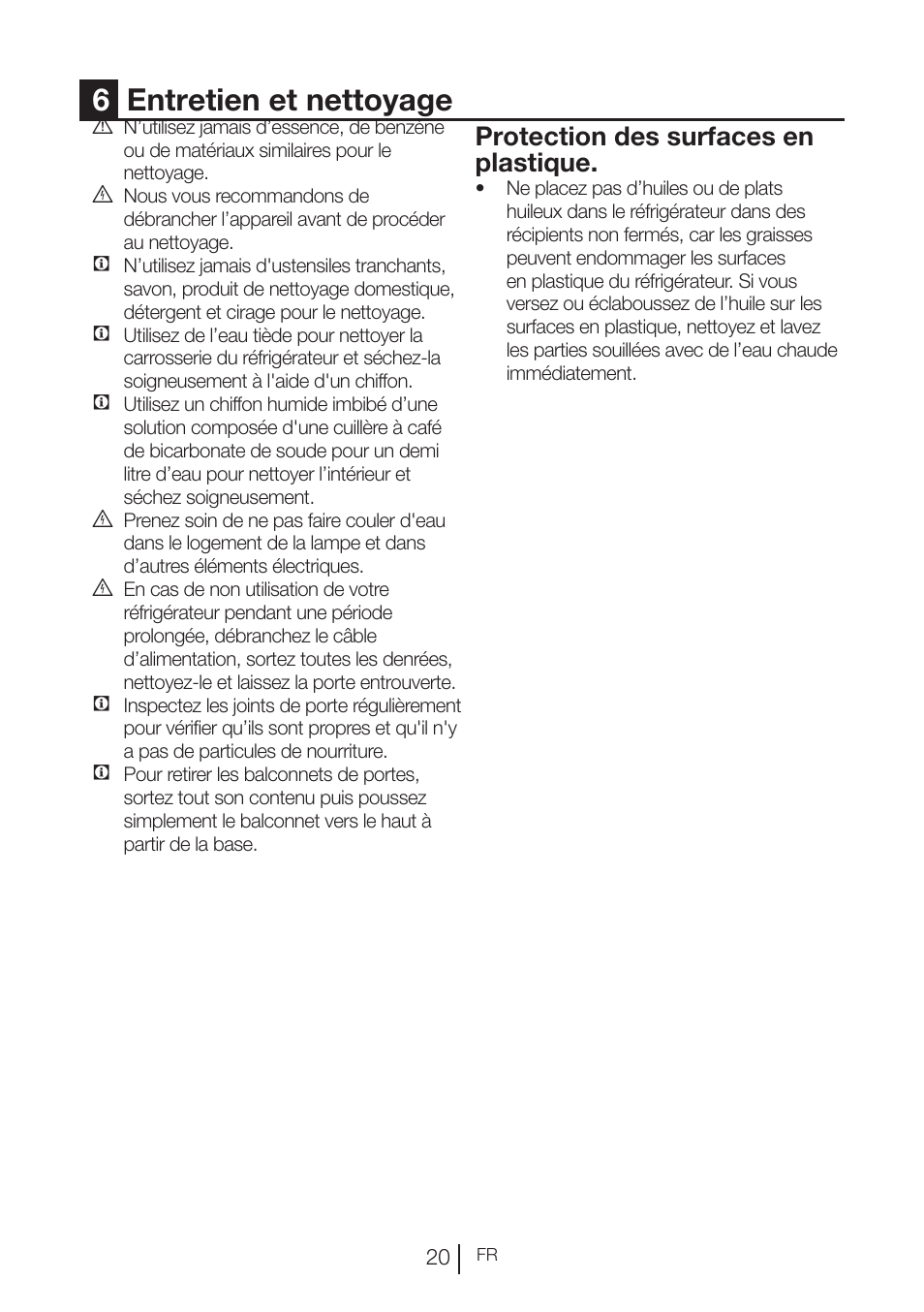 6entretien et nettoyage, Protection des surfaces en plastique | Blomberg KND 9950 X A+ User Manual | Page 70 / 229