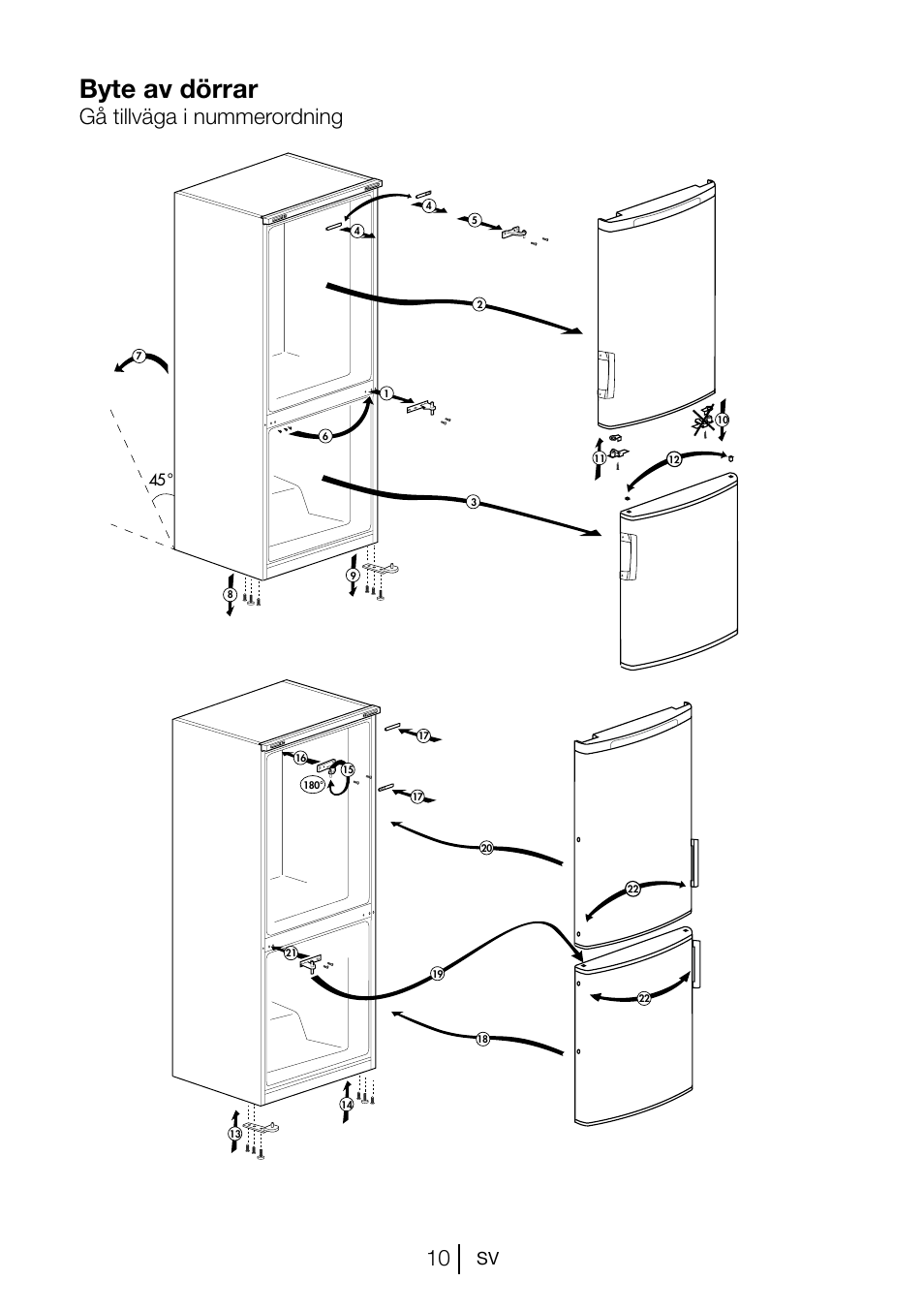 Byte av dörrar, Gå tillväga i nummerordning | Blomberg KSM 9520 X A+ User Manual | Page 119 / 216