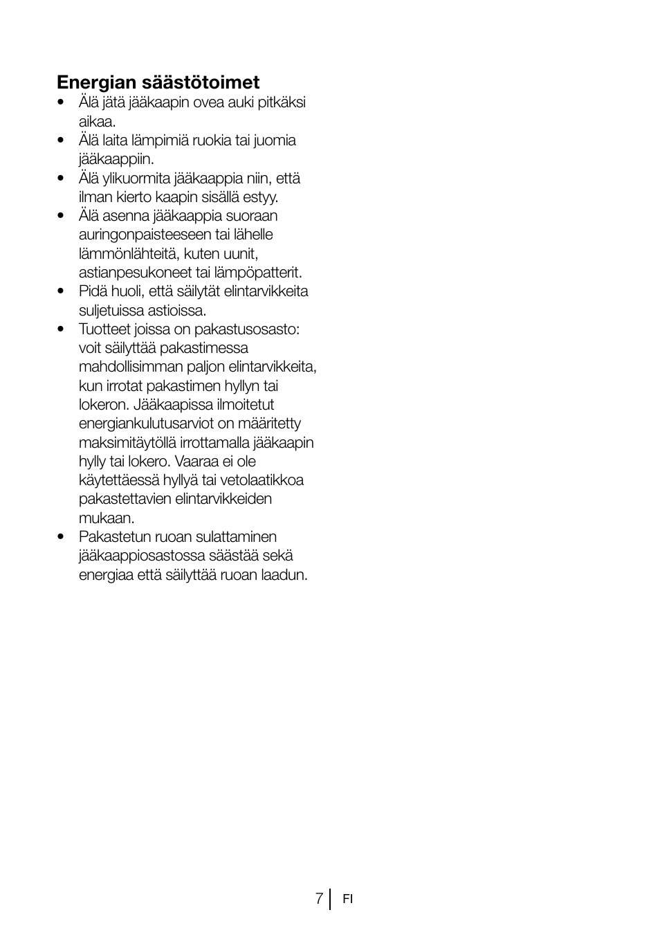 Energian säästötoimet | Blomberg KSM 9520 X A+ User Manual | Page 150 / 216