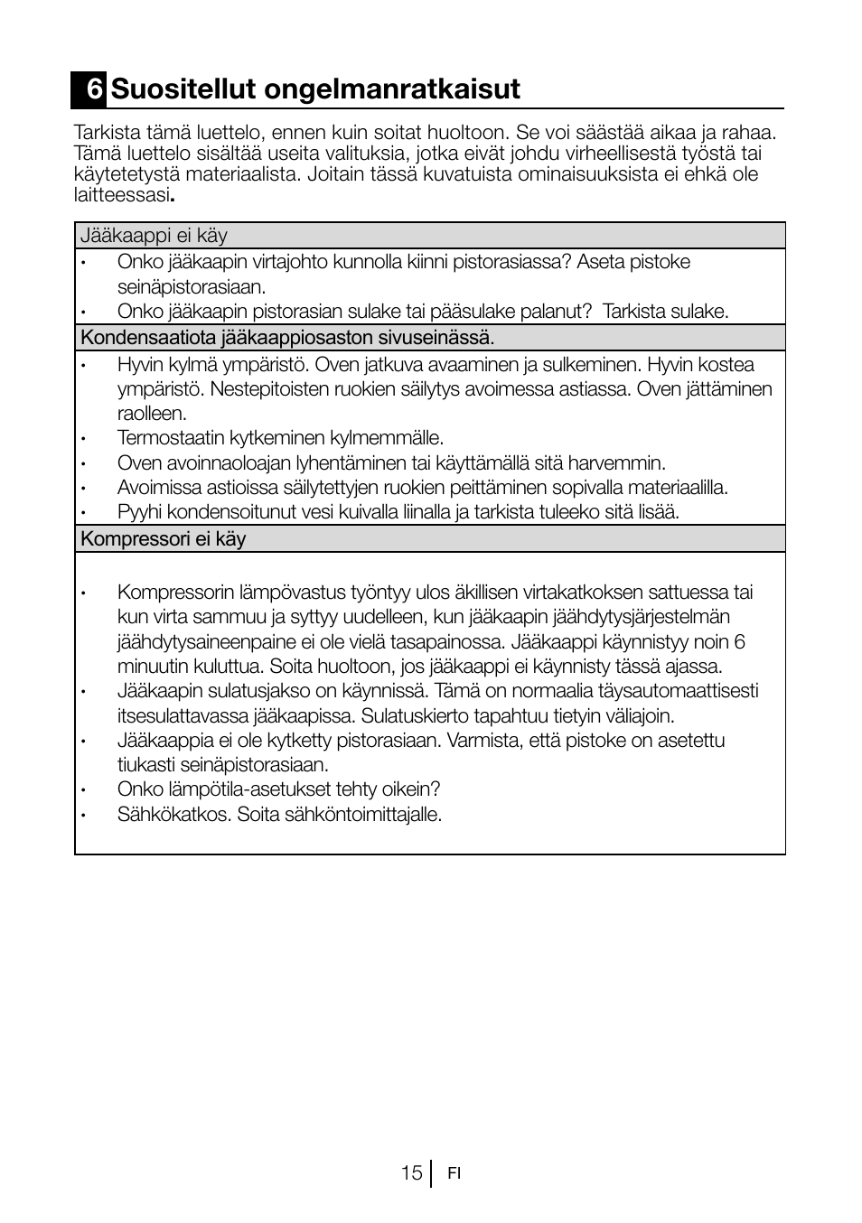 6suositellut ongelmanratkaisut | Blomberg KSM 9520 X A+ User Manual | Page 158 / 216