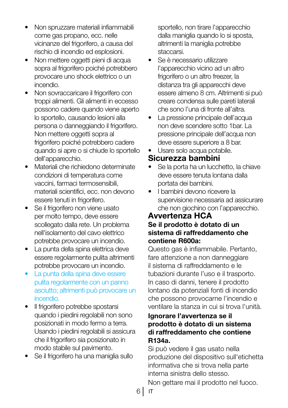 Sicurezza bambini, Avvertenza hca | Blomberg KSM 9520 X A+ User Manual | Page 167 / 216