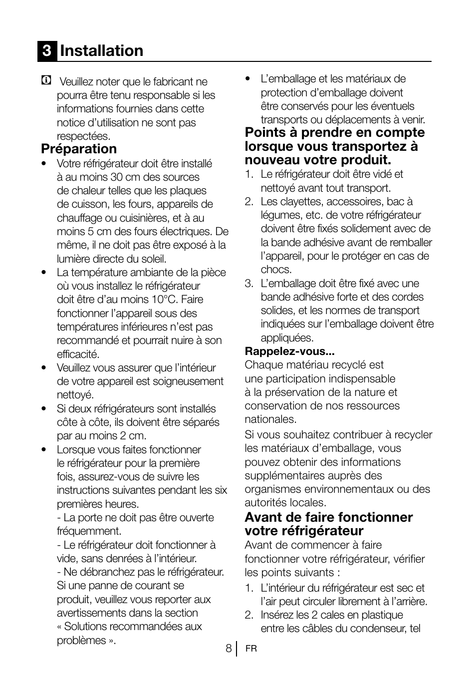 3installation, Préparation, Avant de faire fonctionner votre réfrigérateur | Blomberg KSM 9520 X A+ User Manual | Page 29 / 216