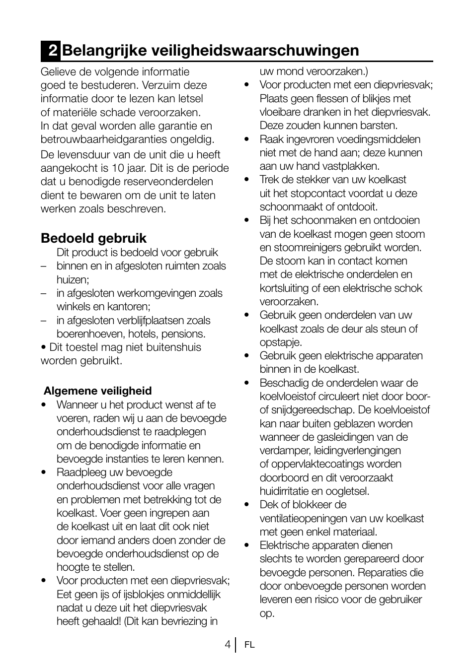 2belangrijke veiligheidswaarschuwingen, Bedoeld gebruik | Blomberg KSM 9520 X A+ User Manual | Page 61 / 216