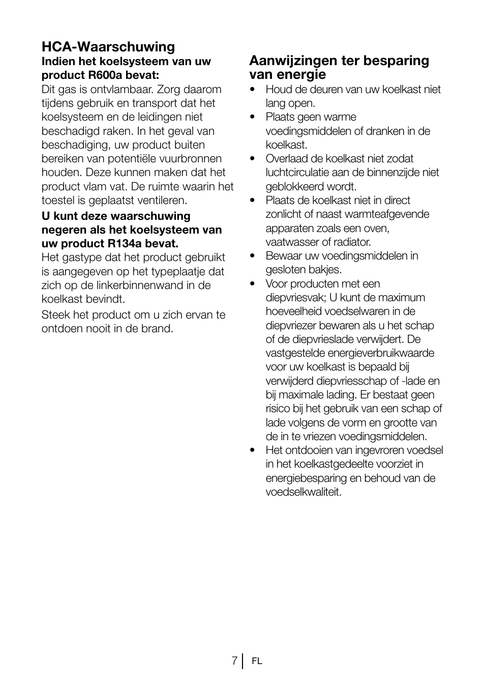 Hca-waarschuwing, Aanwijzingen ter besparing van energie | Blomberg KSM 9520 X A+ User Manual | Page 64 / 216
