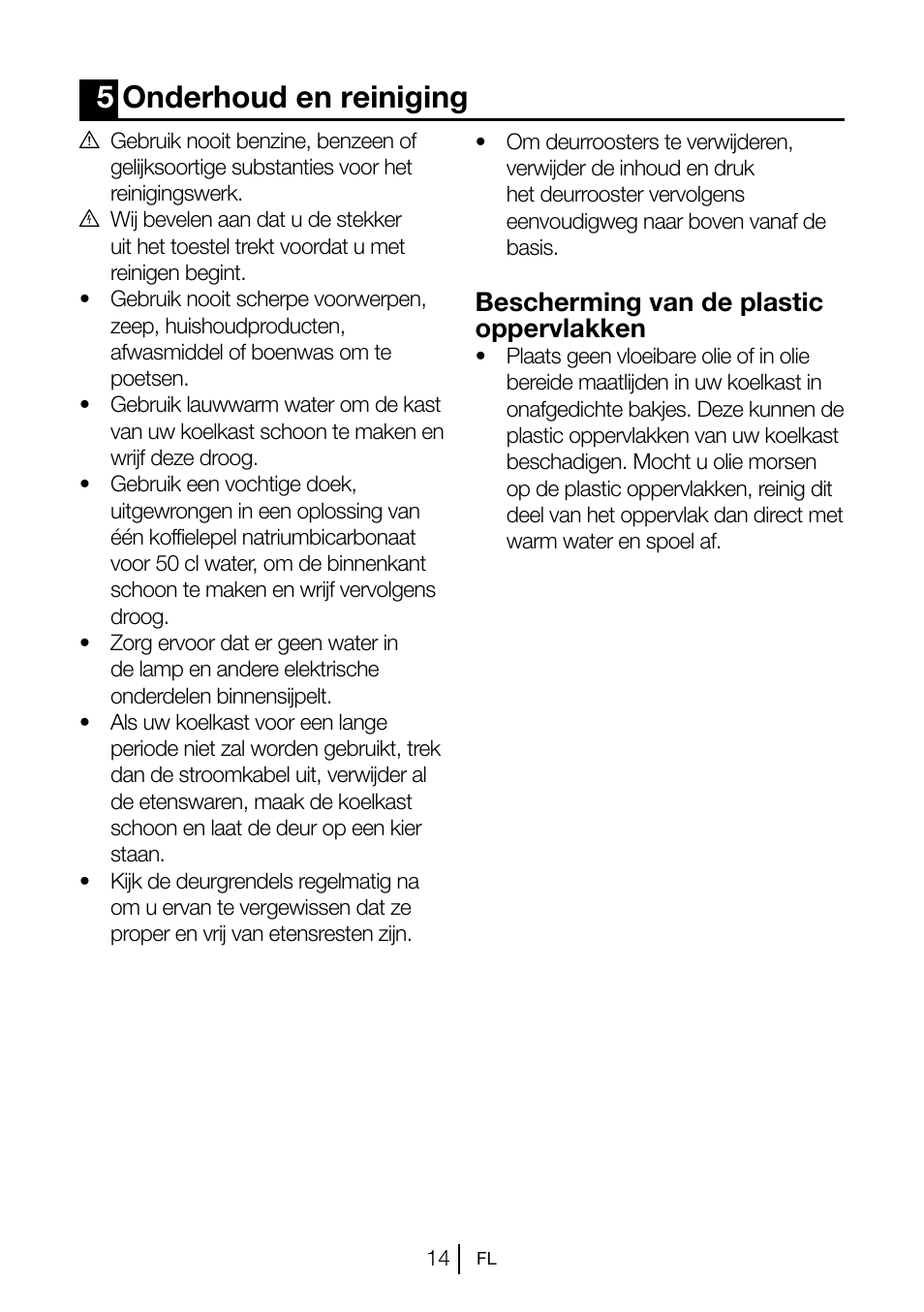 5onderhoud en reiniging, Bescherming van de plastic oppervlakken | Blomberg KSM 9520 X A+ User Manual | Page 71 / 216