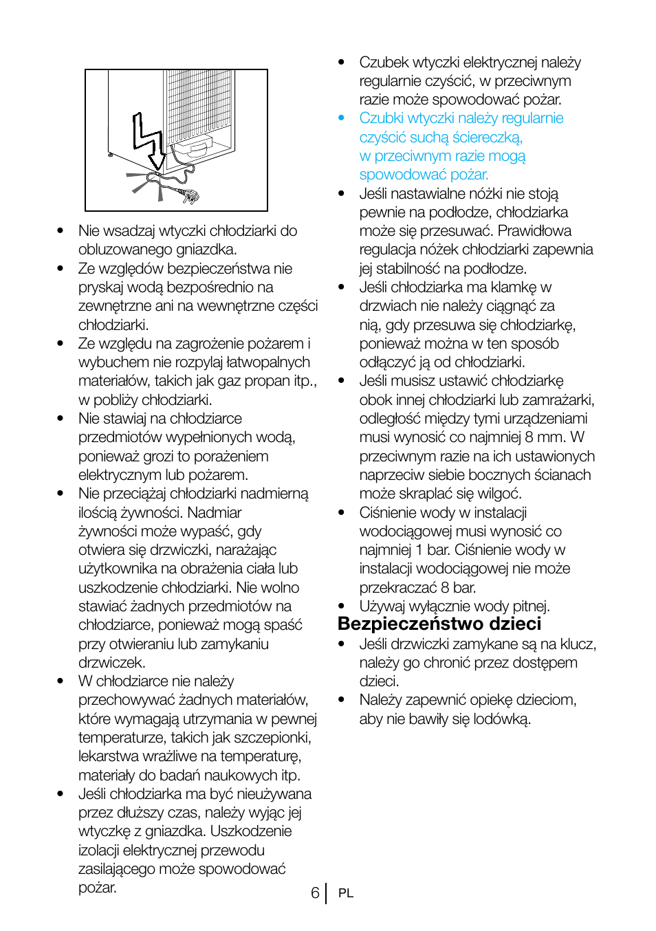 Bezpieczeństwo dzieci | Blomberg KSM 9520 X A+ User Manual | Page 80 / 216