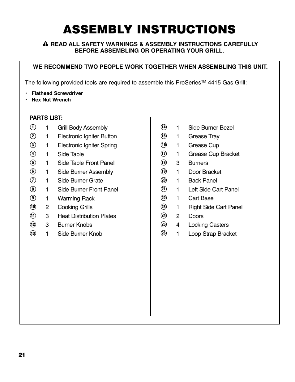 Assembly instructions | Brinkmann Series 4415 User Manual | Page 22 / 32