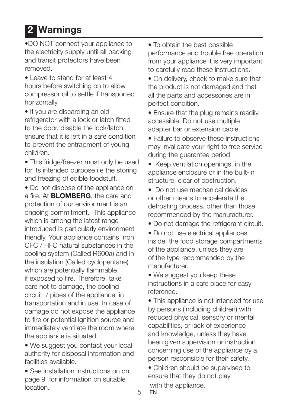 2warnings | Blomberg KGM 9680 User Manual | Page 5 / 25