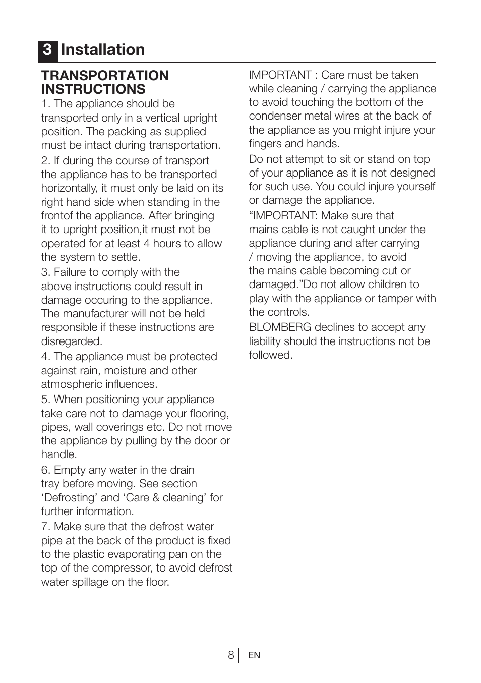 3installation | Blomberg KGM 9680 User Manual | Page 8 / 25