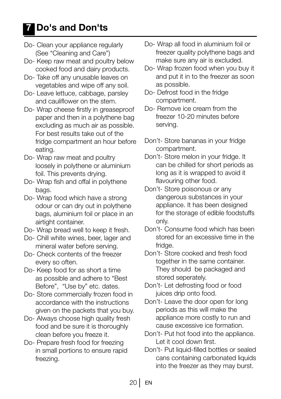 7do's and don'ts | Blomberg KGM 9690 User Manual | Page 21 / 25