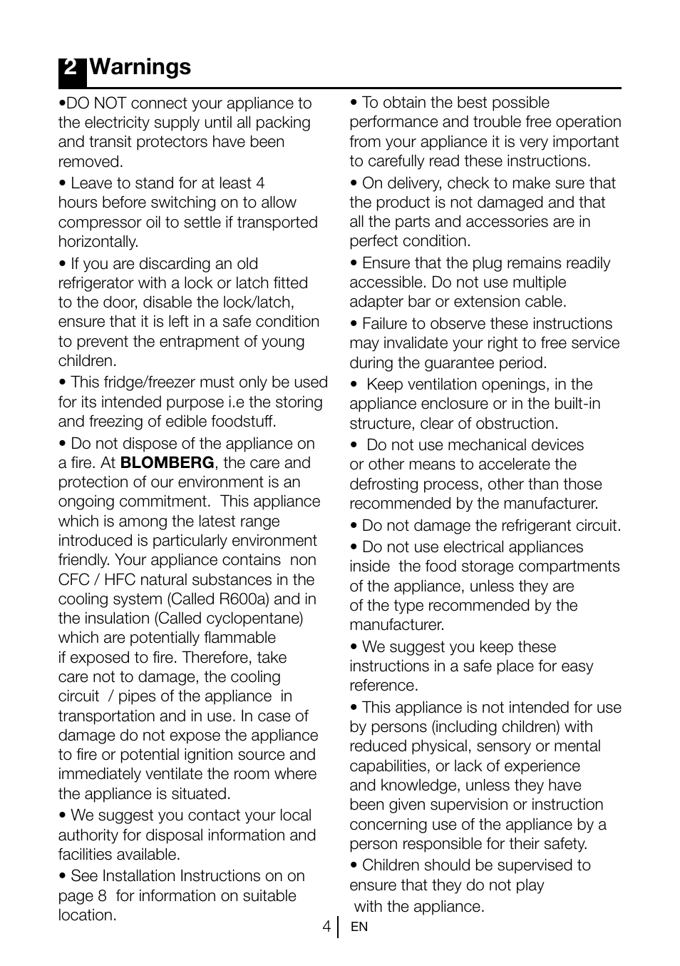 2warnings | Blomberg KGM 9690 User Manual | Page 5 / 25