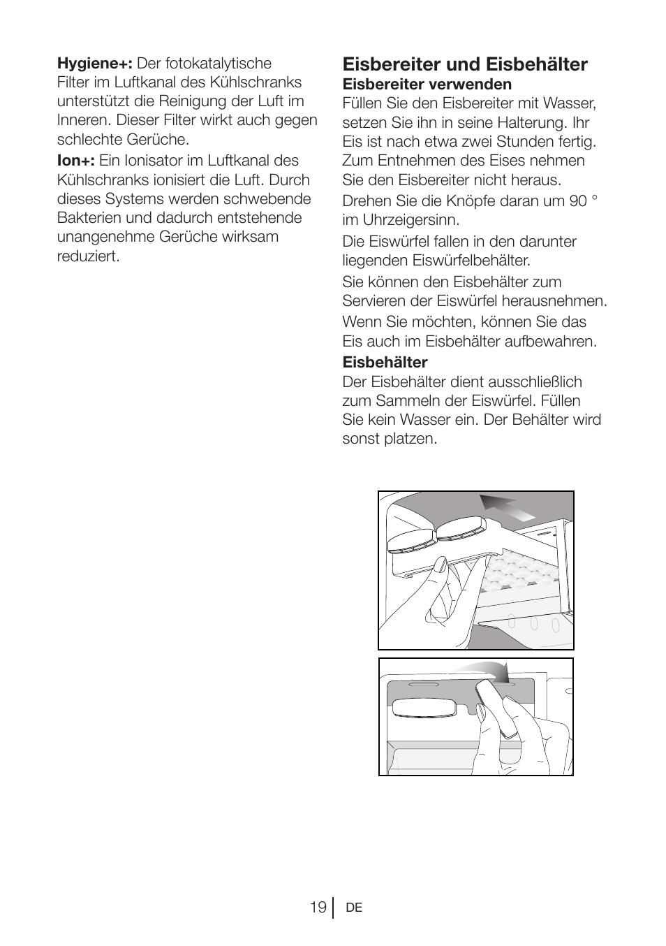 Eisbereiter und eisbehälter | Blomberg MKND 9860 PA+ User Manual | Page 20 / 97