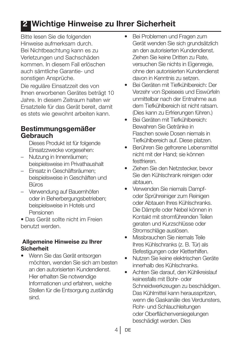 2wichtige hinweise zu ihrer sicherheit, Bestimmungsgemäßer gebrauch | Blomberg MKND 9860 PA+ User Manual | Page 5 / 97