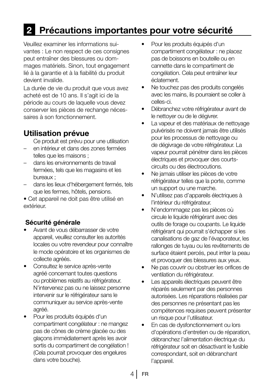 2précautions importantes pour votre sécurité, Utilisation prévue | Blomberg KSM 9510 X A+ User Manual | Page 41 / 112