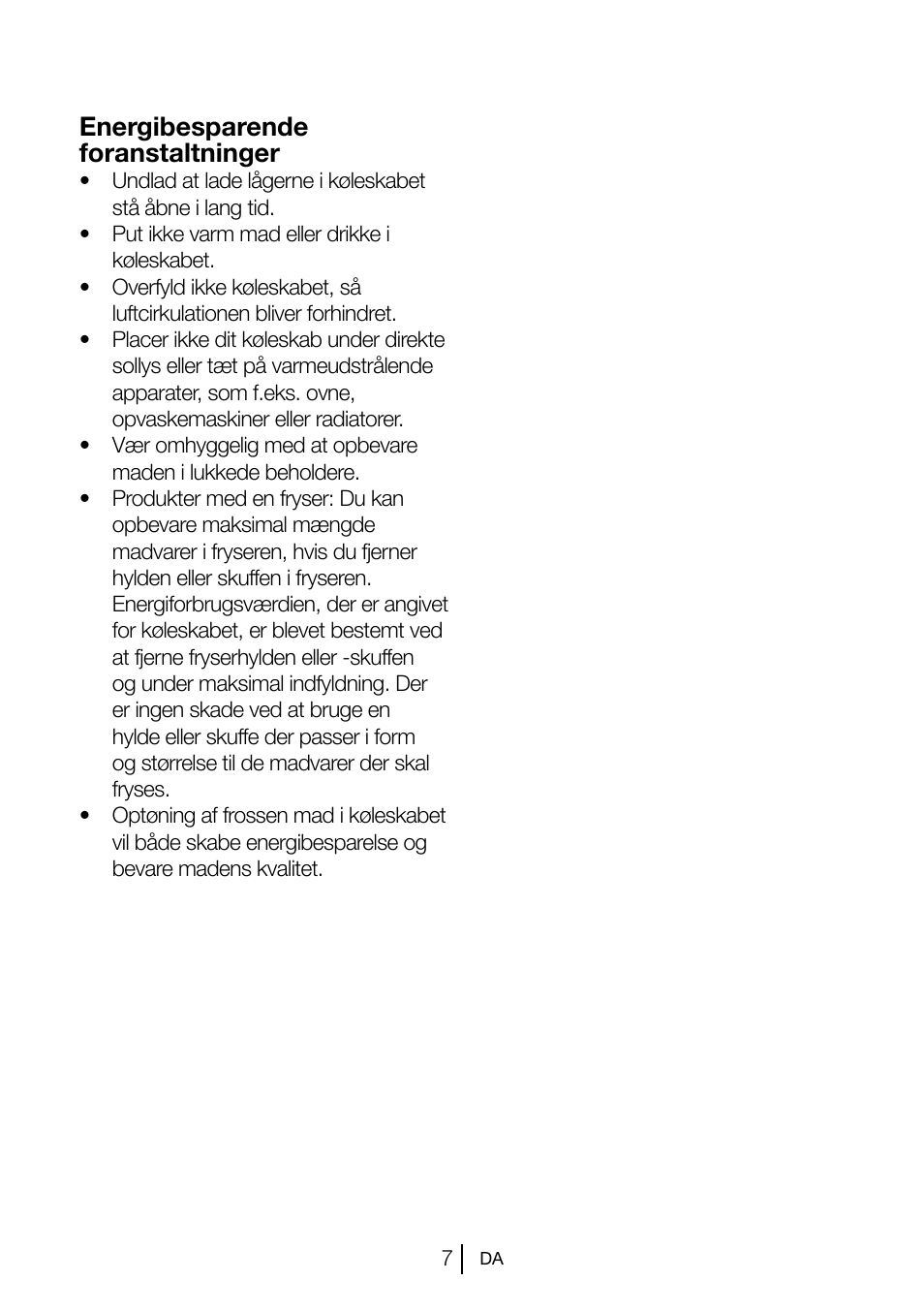 Energibesparende foranstaltninger | Blomberg KSM 9510 X A+ User Manual | Page 63 / 112