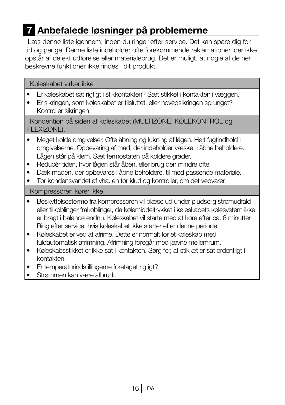 7anbefalede løsninger på problemerne | Blomberg KSM 9510 X A+ User Manual | Page 72 / 112