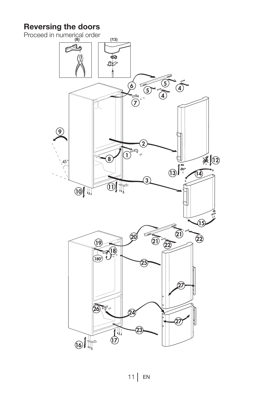 Reversing the doors | Blomberg KSM 9640 A+ User Manual | Page 12 / 94