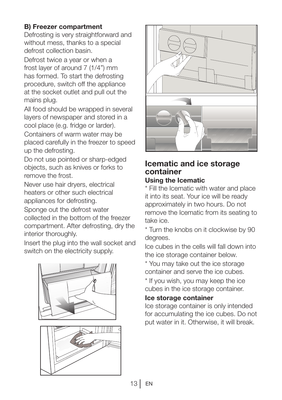 Icematic and ice storage container | Blomberg KSM 9640 A+ User Manual | Page 14 / 94