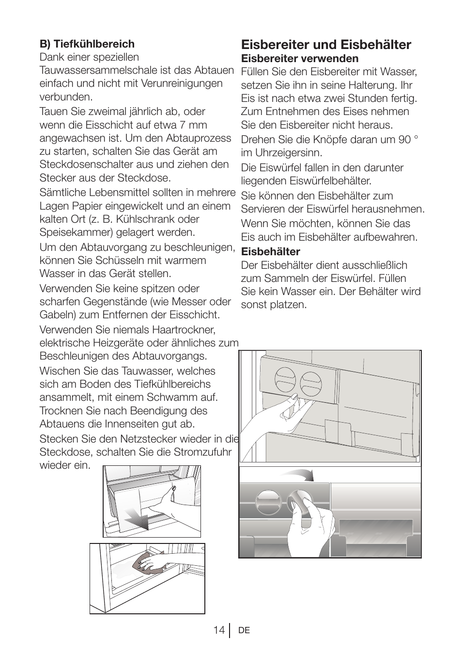 Eisbereiter und eisbehälter | Blomberg KSM 9640 A+ User Manual | Page 33 / 94