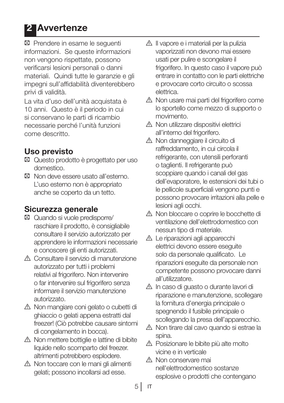 2avvertenze, Uso previsto, Sicurezza generale | Blomberg KSM 9640 A+ User Manual | Page 43 / 94