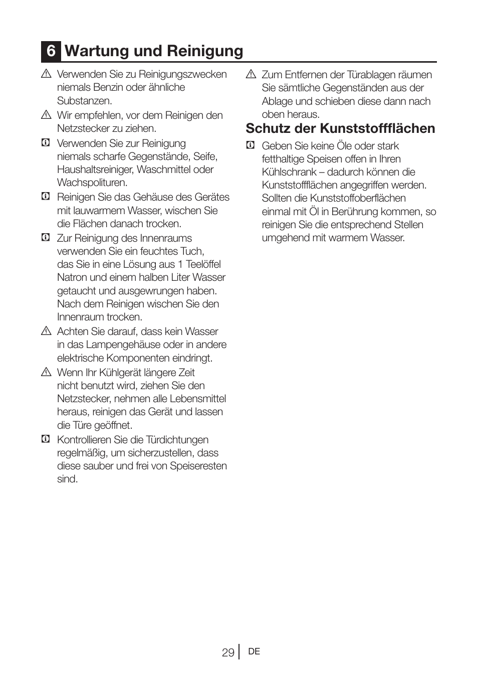 6wartung und reinigung, Schutz der kunststoffflächen | Blomberg KWD 9440 X A+ User Manual | Page 103 / 601