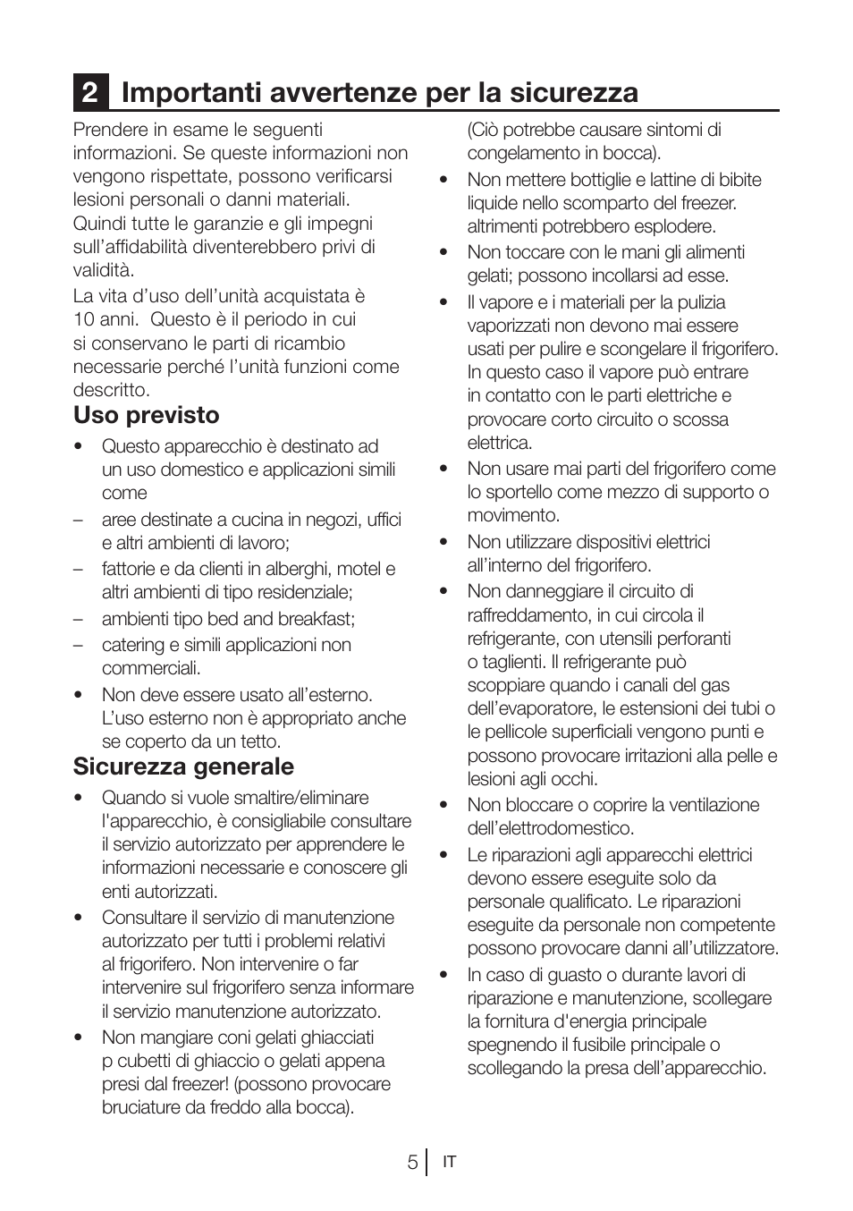 2importanti avvertenze per la sicurezza, Uso previsto, Sicurezza generale | Blomberg KWD 9440 X A+ User Manual | Page 114 / 601