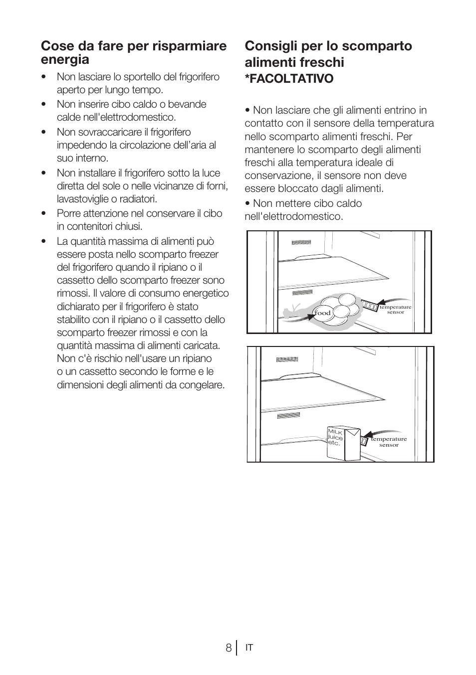 Cose da fare per risparmiare energia, Consigli per lo scomparto alimenti freschi, Facoltativo | Blomberg KWD 9440 X A+ User Manual | Page 117 / 601