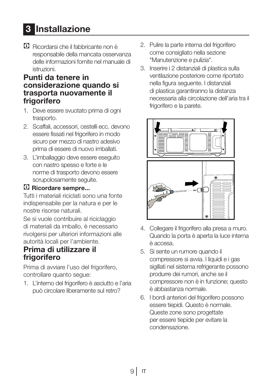 3installazione, Prima di utilizzare il frigorifero | Blomberg KWD 9440 X A+ User Manual | Page 118 / 601