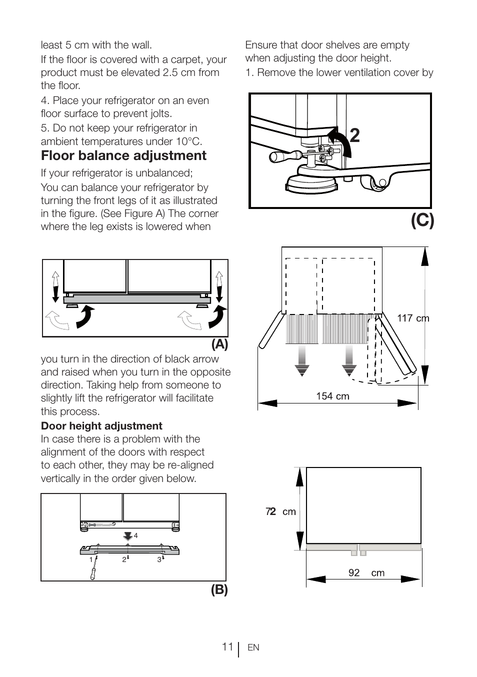 Floor balance adjustment, A) (b) | Blomberg KWD 9440 X A+ User Manual | Page 12 / 601