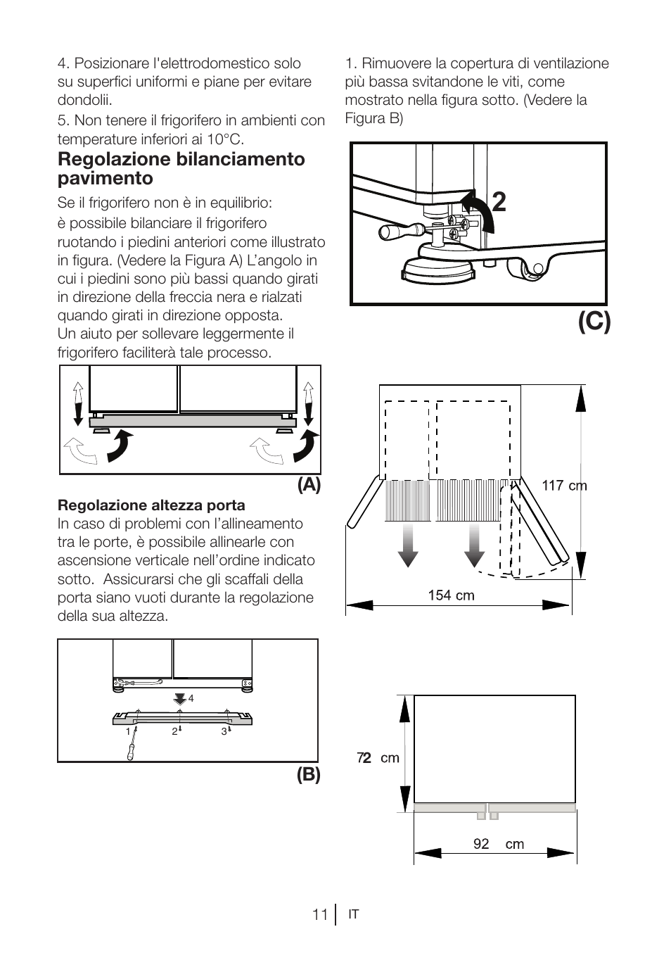 Regolazione bilanciamento pavimento, A) (b) | Blomberg KWD 9440 X A+ User Manual | Page 120 / 601