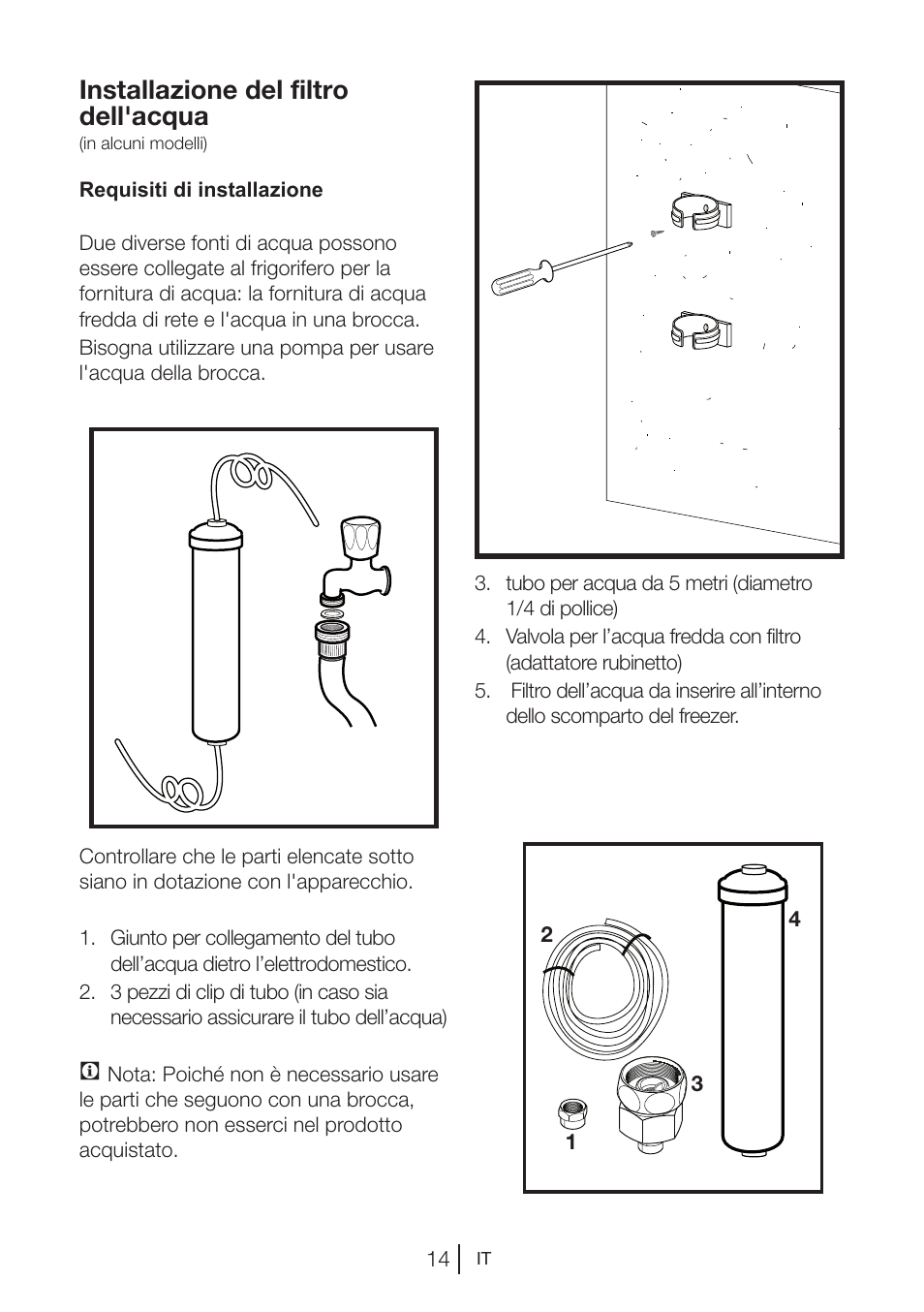 Installazione del filtro dell'acqua | Blomberg KWD 9440 X A+ User Manual | Page 123 / 601